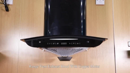 中国スマート家庭用レンジ電気排気煙突キッチン用銅ガラス炊飯器フード